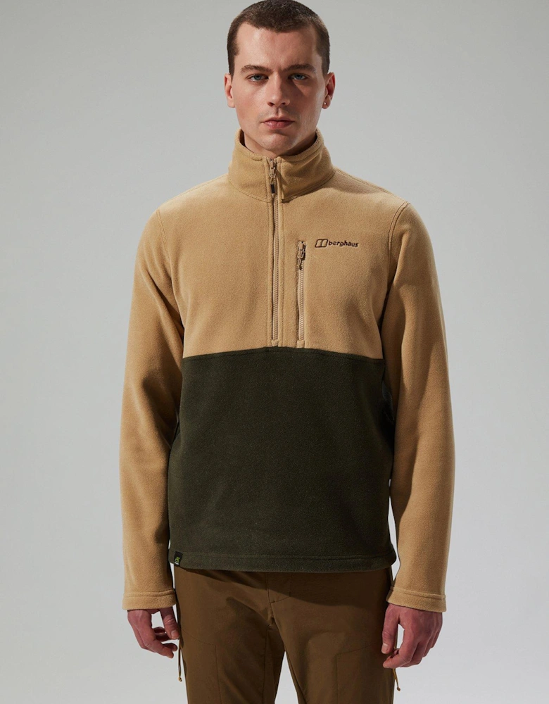 Mens Prism Colour Block Half Zip Fleece - Beige