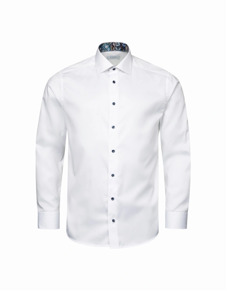 Floral Effect Contemporary Fit Twill Shirt 00 White