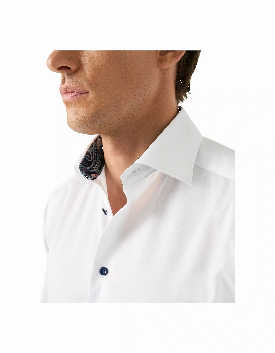 Floral Effect Contemporary Fit Twill Shirt 00 White