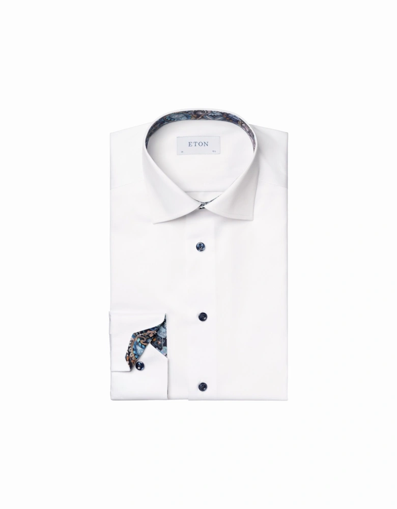 Floral Effect Contemporary Fit Twill Shirt 00 White