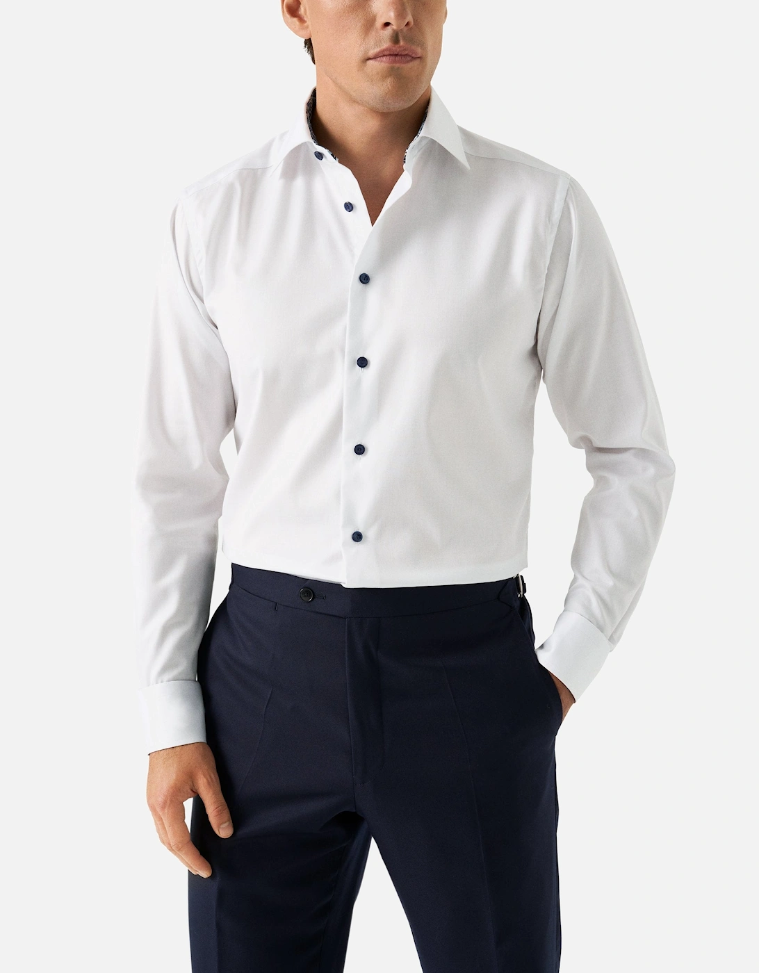 Floral Effect Contemporary Fit Twill Shirt 00 White