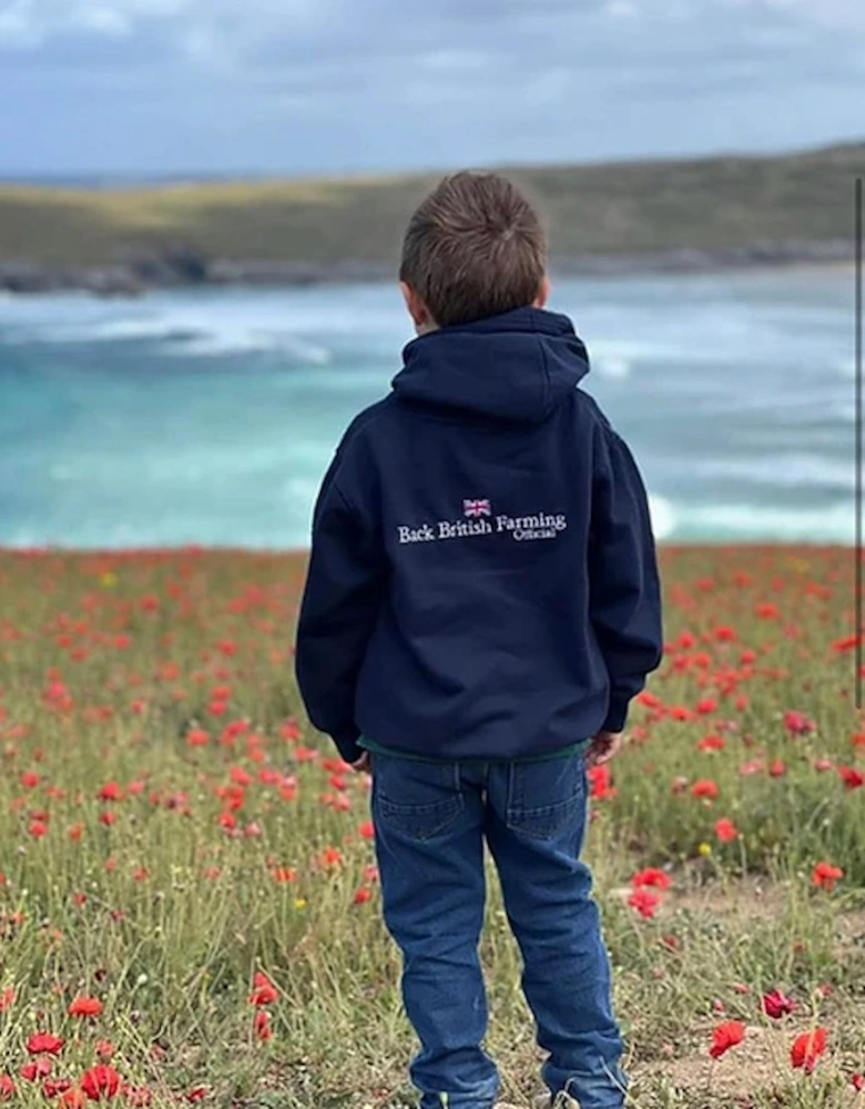 Back British Farming Children's Hoodie Navy