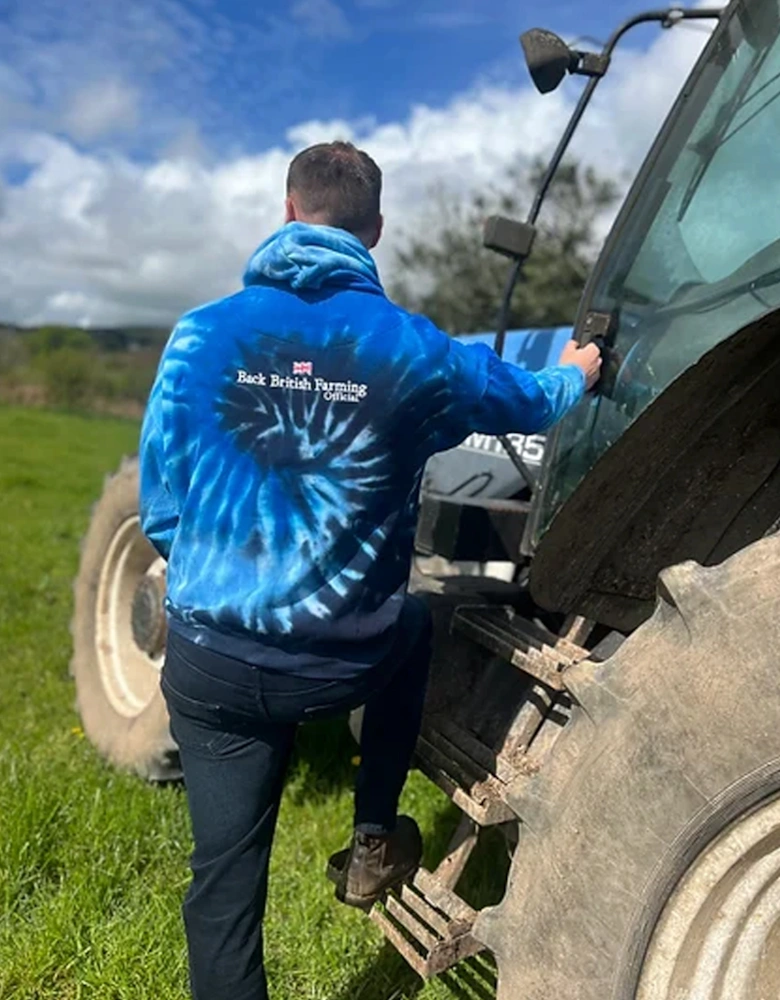 Back British Farming Unisex Tie-Dye Hoodie Ocean Blue