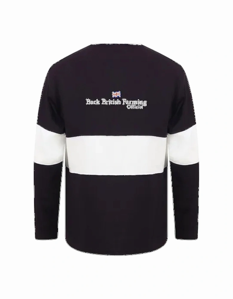 Back British Farming Men's Panelled Rugby Top Navy/White