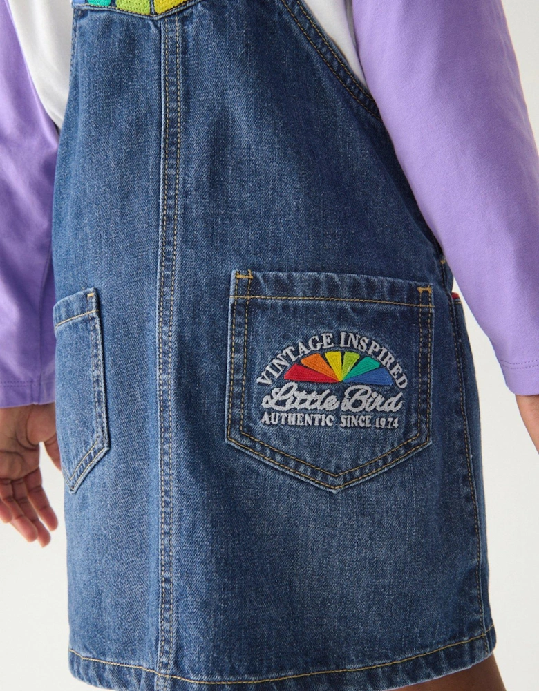 Denim Rainbow Pinafore Dress