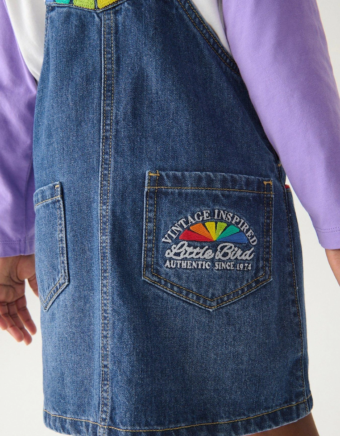 Denim Rainbow Pinafore Dress