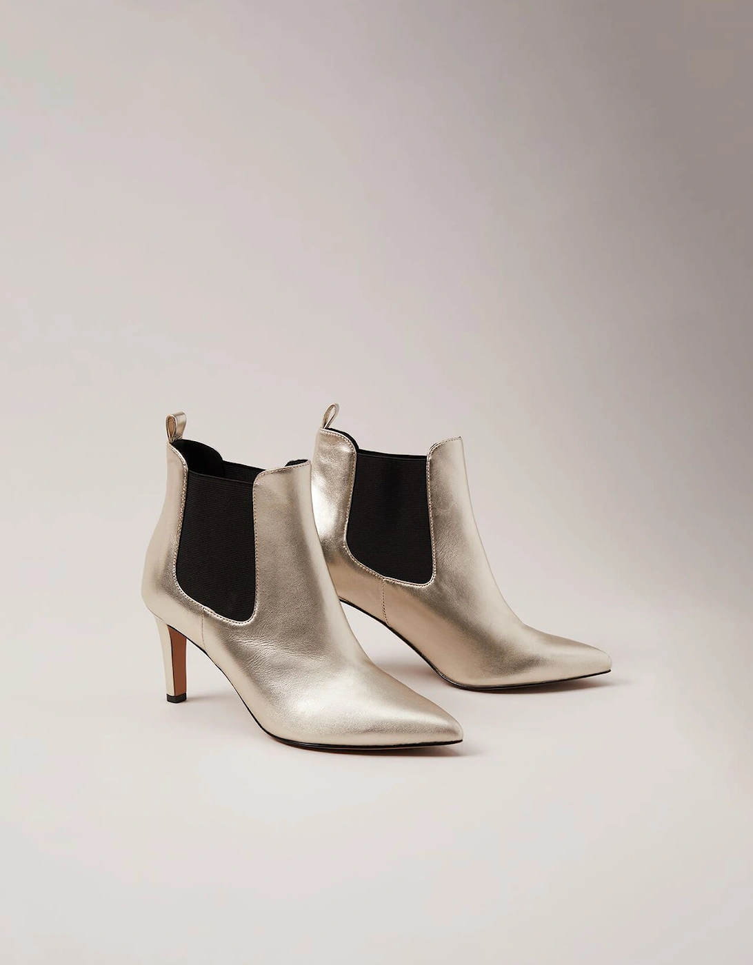 Leather Metallic Ankle Boots