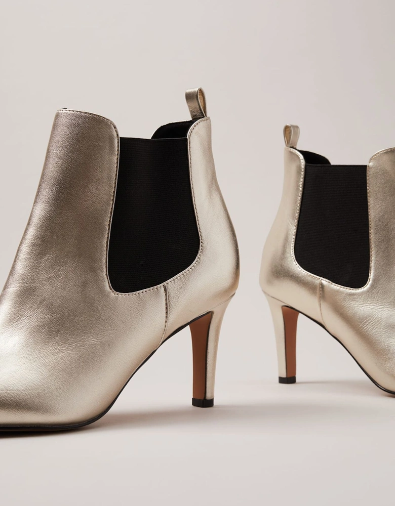 Leather Metallic Ankle Boots