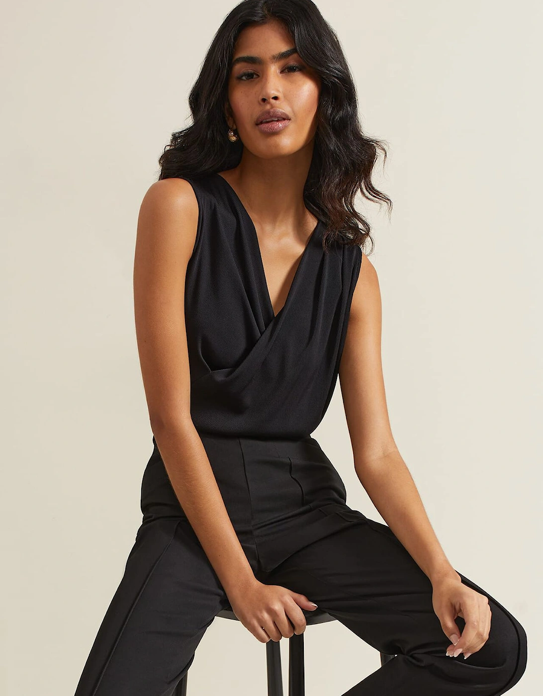 Sutton Sleeveless Drape Rib Top, 2 of 1