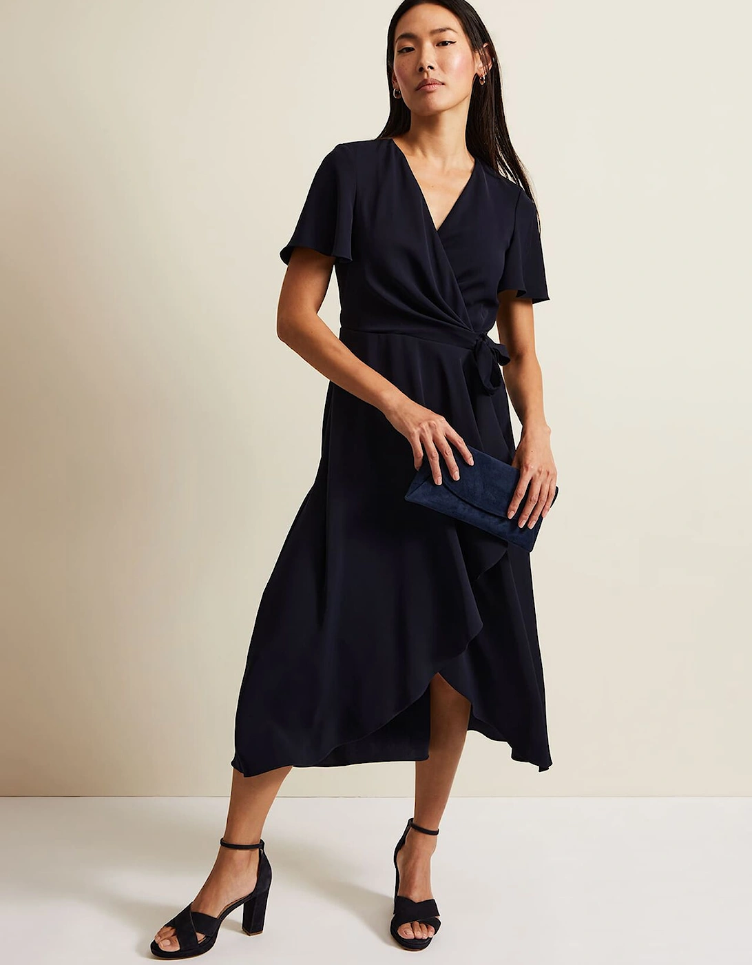 Julissa Navy Frill Wrap Dress, 2 of 1