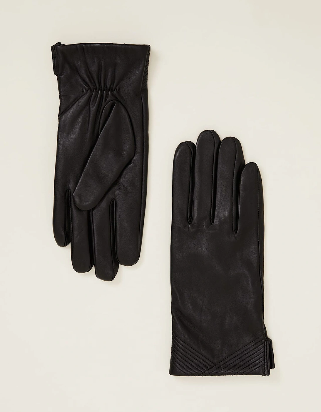 Pleat Detail Leather Gloves, 5 of 4