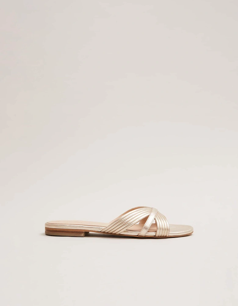 Leather Flat Slider Sandal