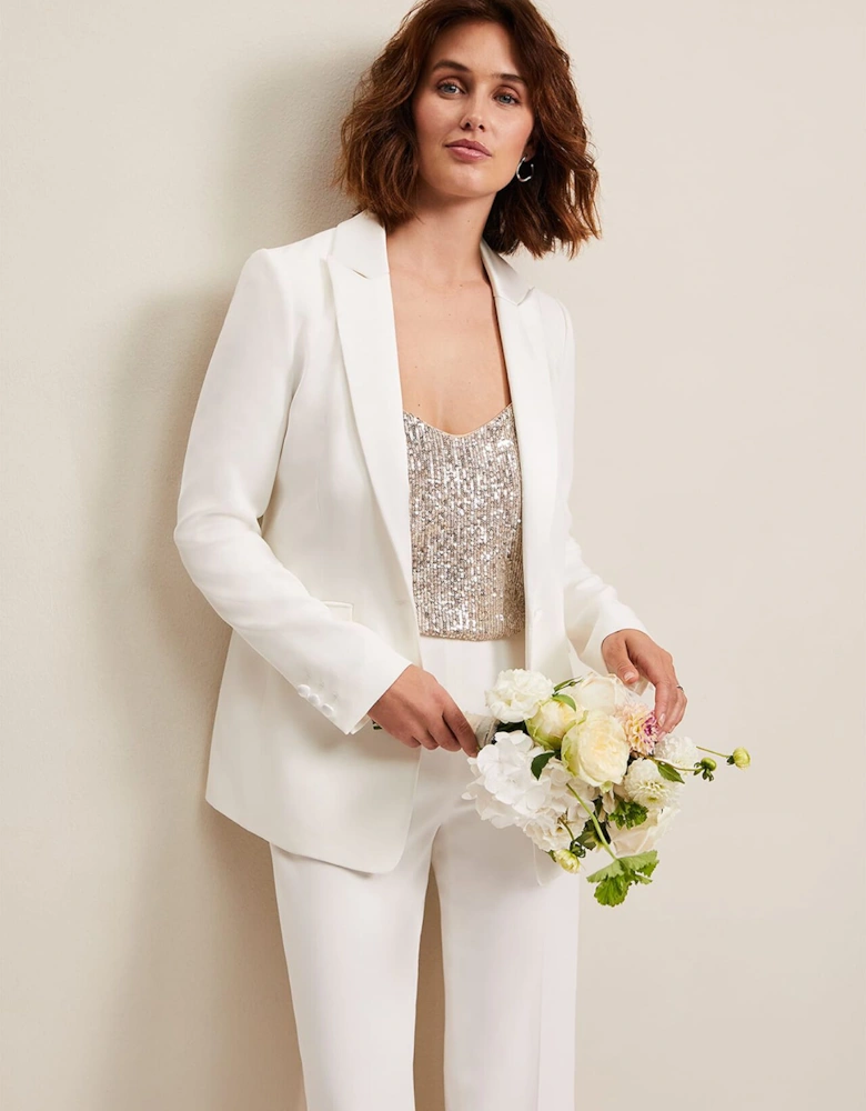 Beatriz White Satin Bridal Blazer