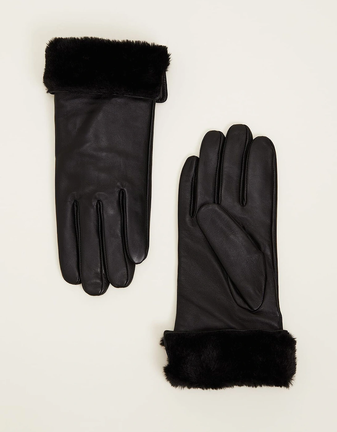 Faux Fur Trimmed Leather Gloves, 4 of 3