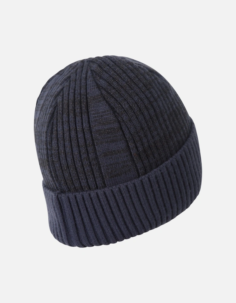 Mens Ribbed Faux Fur Lined Beanie