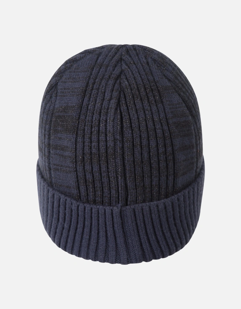 Mens Ribbed Faux Fur Lined Beanie