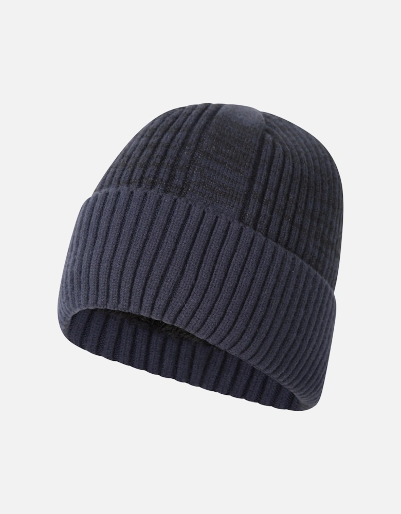 Mens Ribbed Faux Fur Lined Beanie