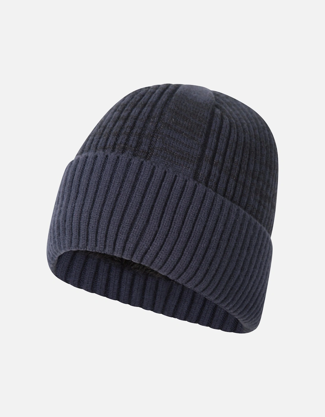 Mens Ribbed Faux Fur Lined Beanie