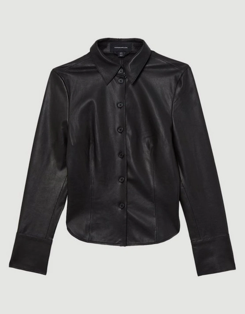 Leather Button Through Tailored Shirt