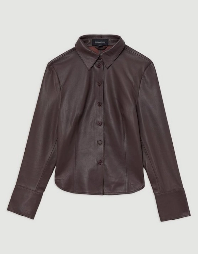Leather Button Through Tailored Shirt