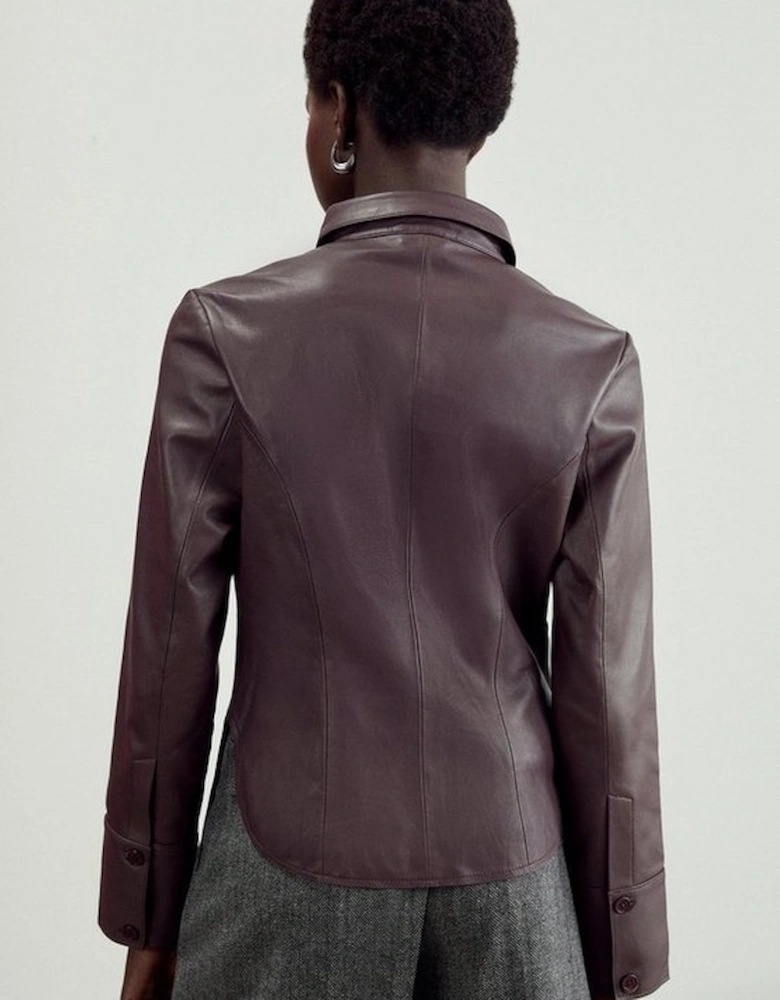 Leather Button Through Tailored Shirt