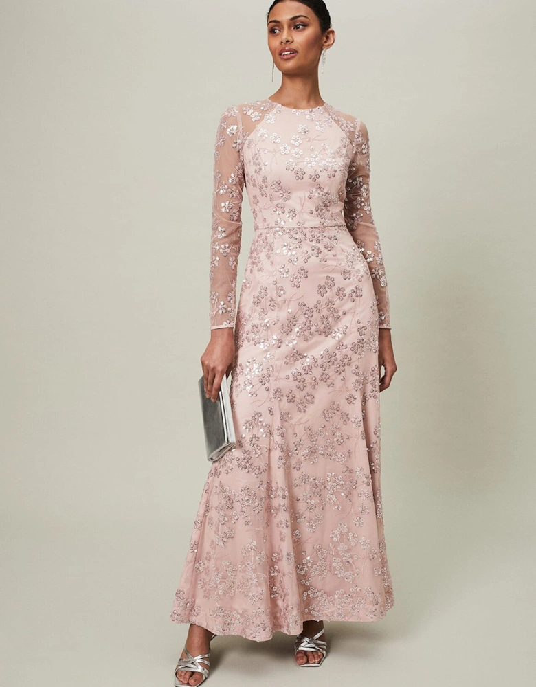 Natalya Sequin Floral Maxi Dress