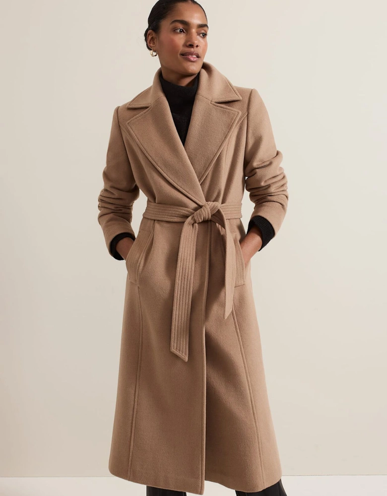 Livvy Wool Camel Trench Coat