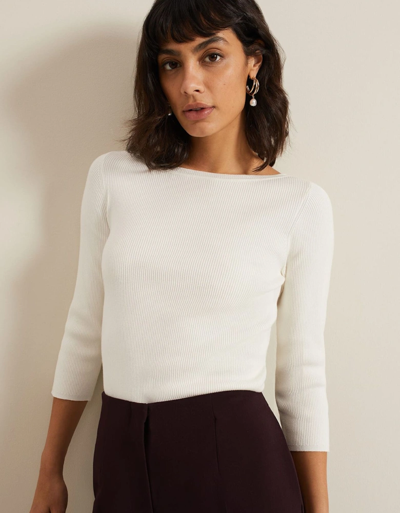 Tannah Ribbed Slash Neck Top