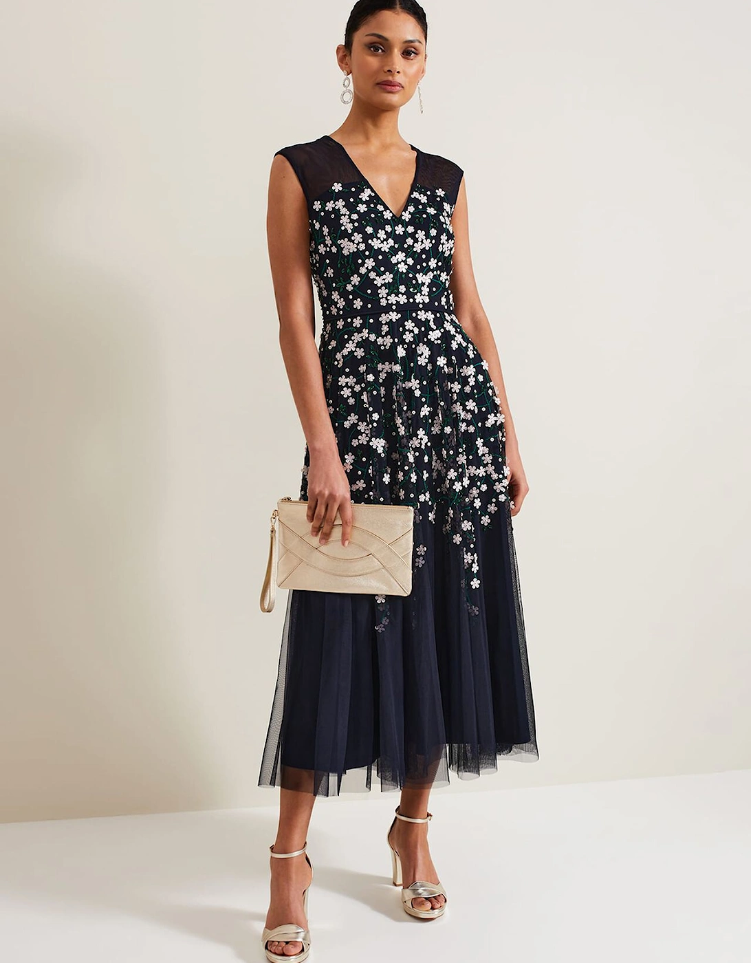 Ellen Blossom Beaded Midi Dress, 2 of 1