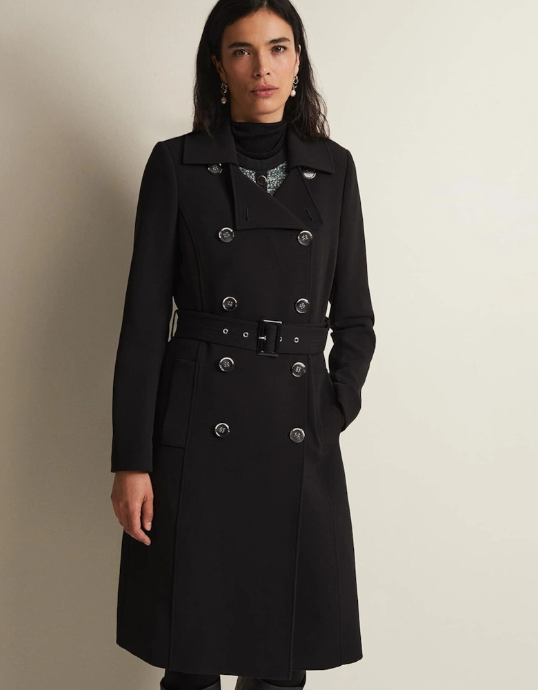 Layana Black Smart Trench Coat