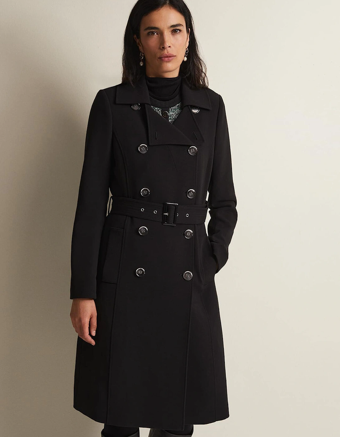 Layana Black Smart Trench Coat, 9 of 8