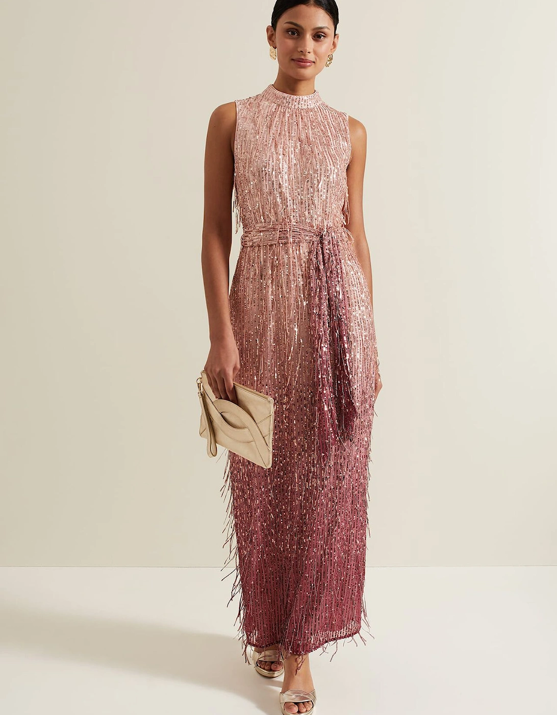 Becka Fringe Sequin Maxi Dress, 9 of 8