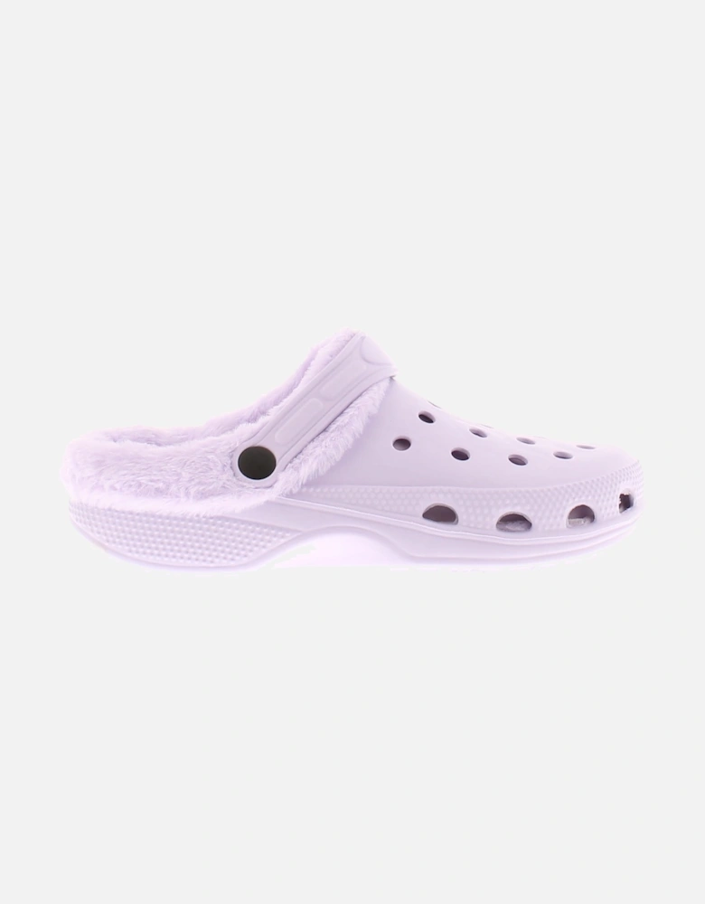 Junior Girls Sandals Clogs Faux Fur Phoebe purple UK Size