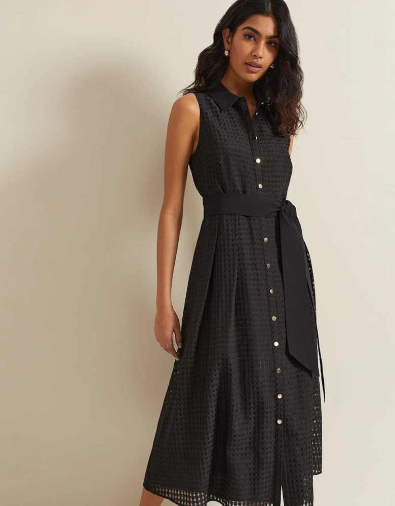 Carey Sleeveless Check Midi Dress