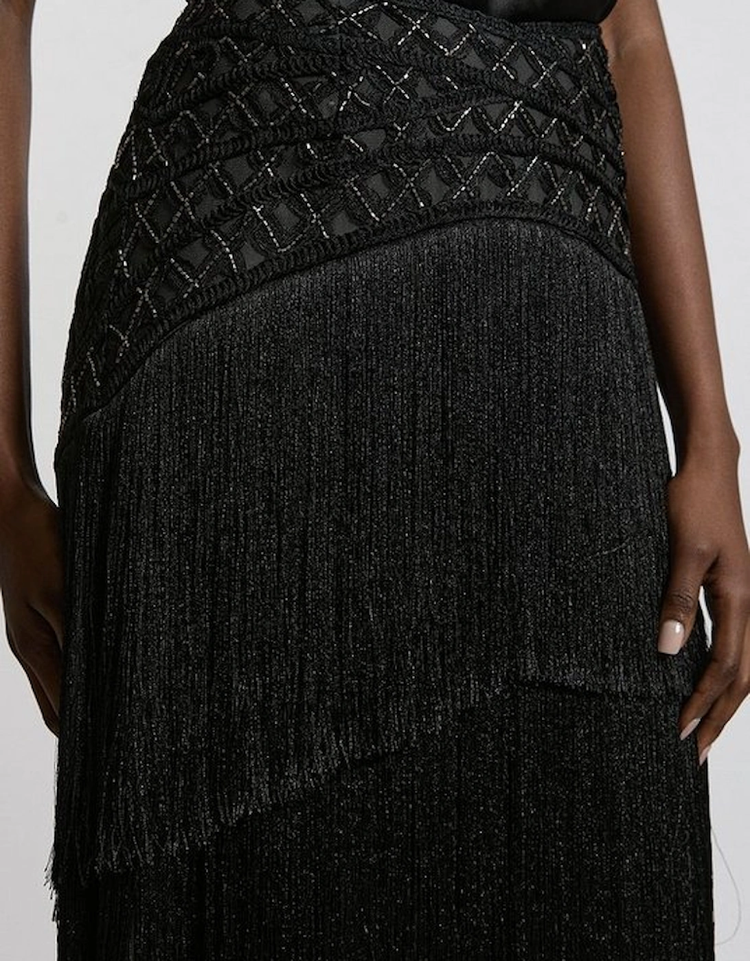 Fringe And Beaded Woven Skirt