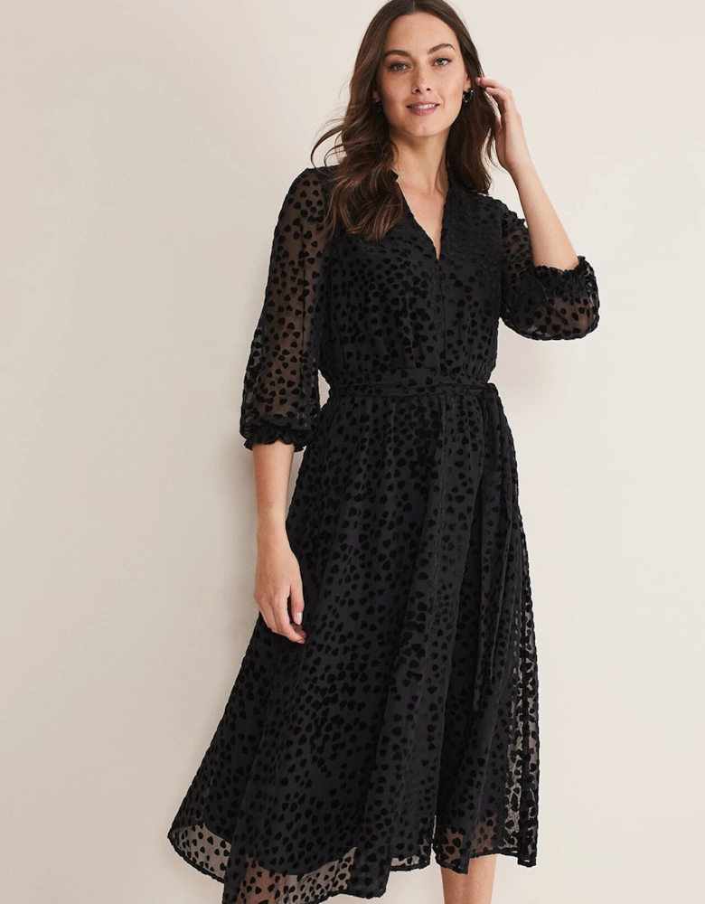 Isador Textured Fit And Flare Midi Dress