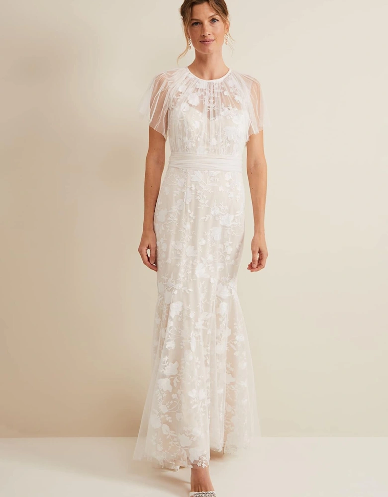 Delilah Mesh Embroidered Maxi Wedding Dress