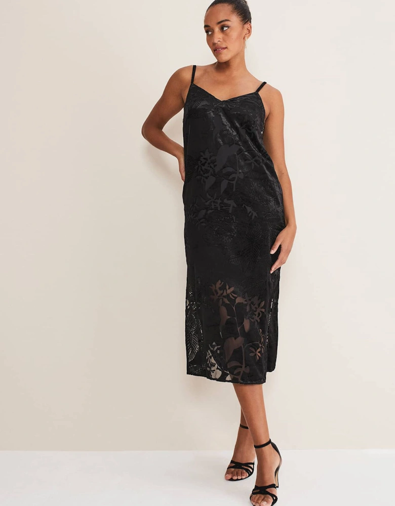 Fayette Textured Velvet Slip Dress