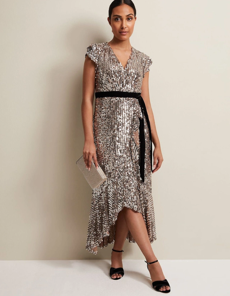 Petite Enja Sequin Maxi Dress