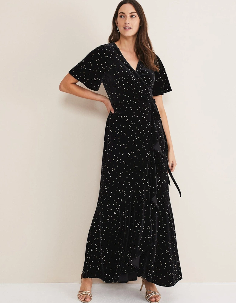 Holly Velvet Star Wrap Maxi Dress