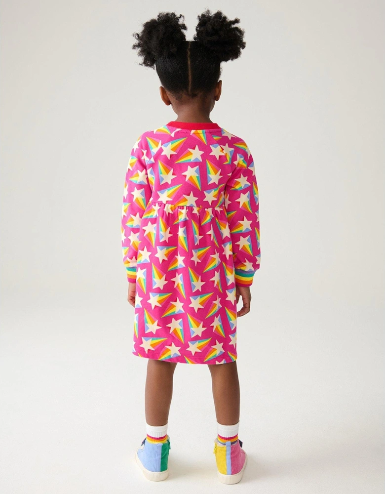 Girls Rainbow Sweat Dress - Pink