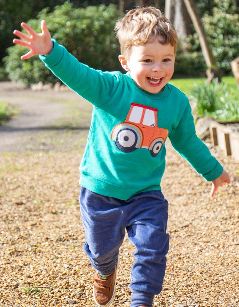 Boys Tractor Easy On Jumper - Green