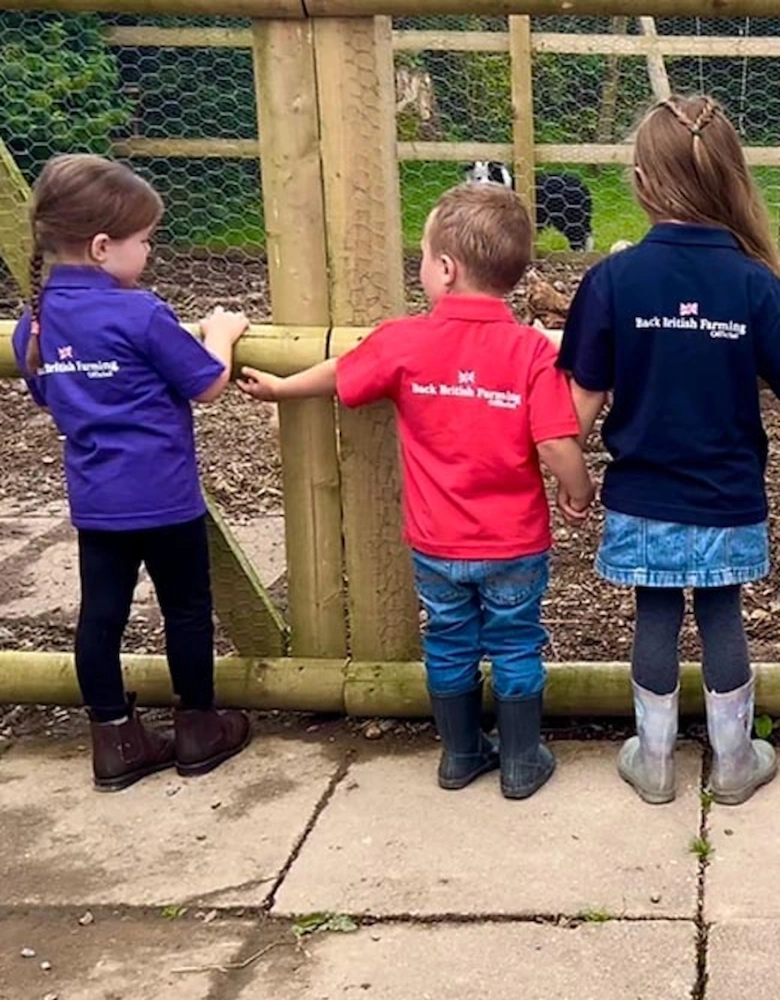 Back British Farming Children's Polo Shirt Purple