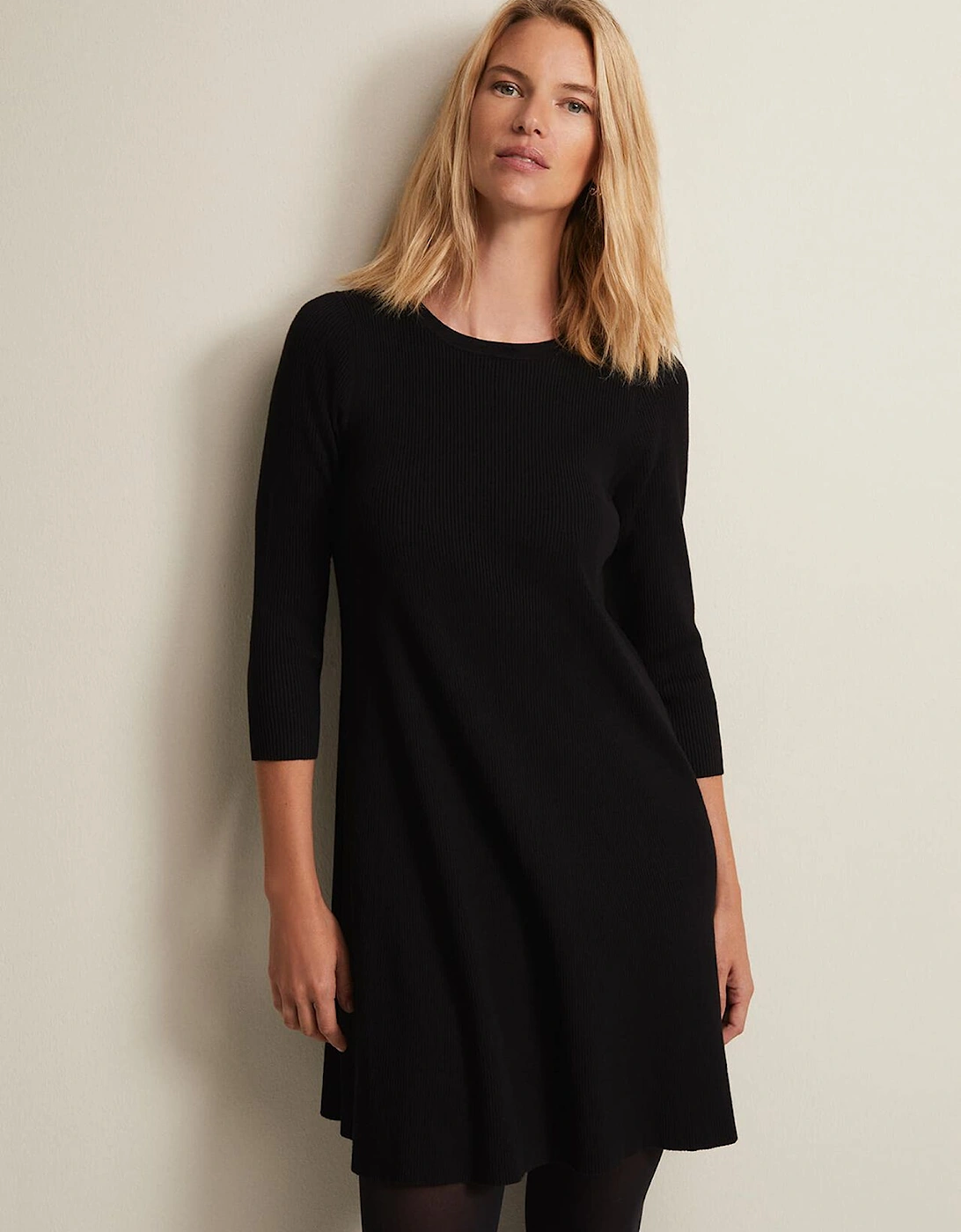 Evelyn Black Ribbed Mini Dress, 9 of 8