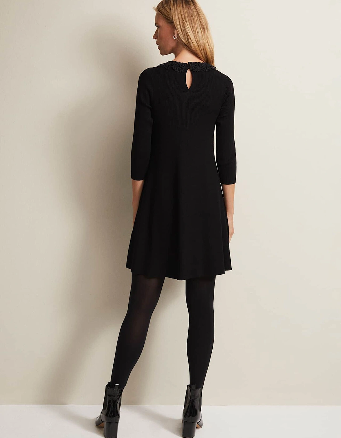 Evelyn Black Ribbed Mini Dress