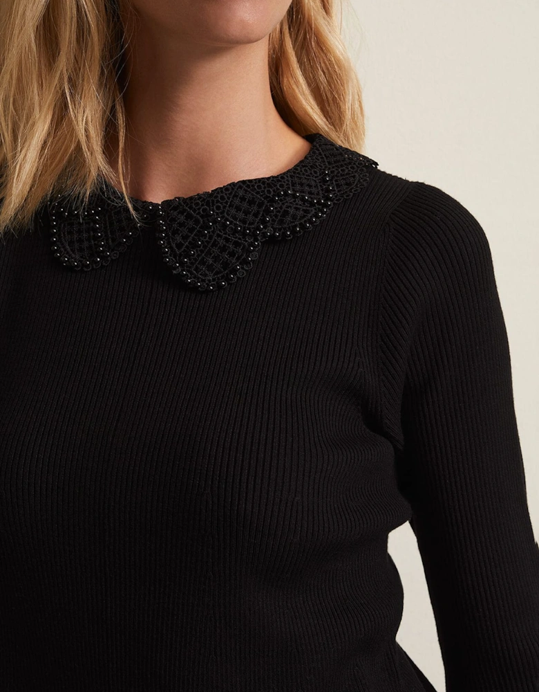 Evelyn Black Ribbed Mini Dress