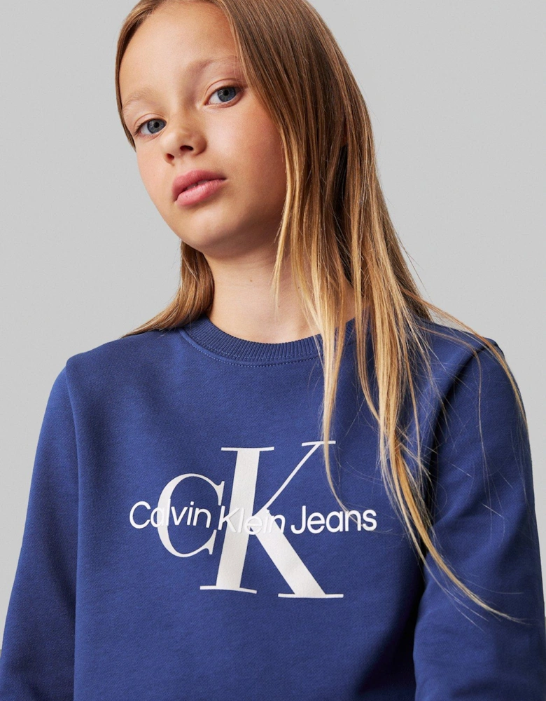 Kids Ck Monogram Terry Sweatshirt - Blue