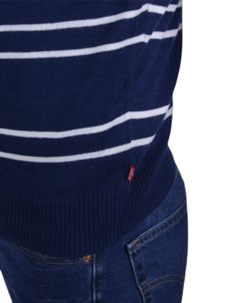 LEVIS Mens Sleeveless Jumper Knitted Blue Vest V Neck Pullover Golf Wool Sweater