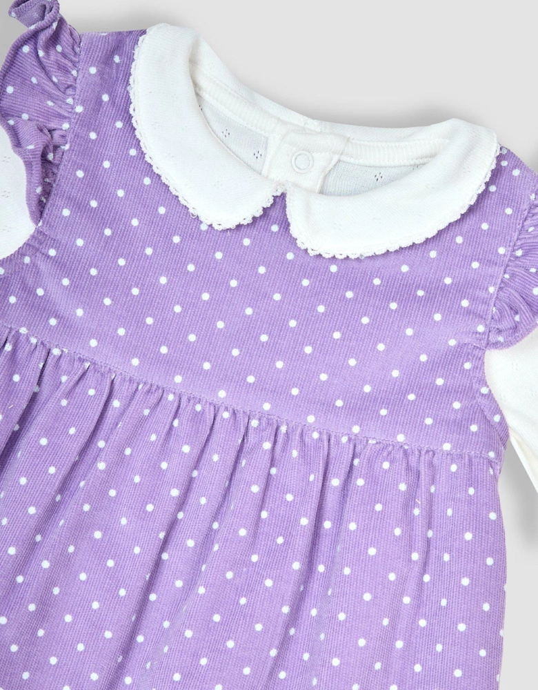 Girls Fairy Embroidered Co-ord Baby Dress & Body Set - Purple