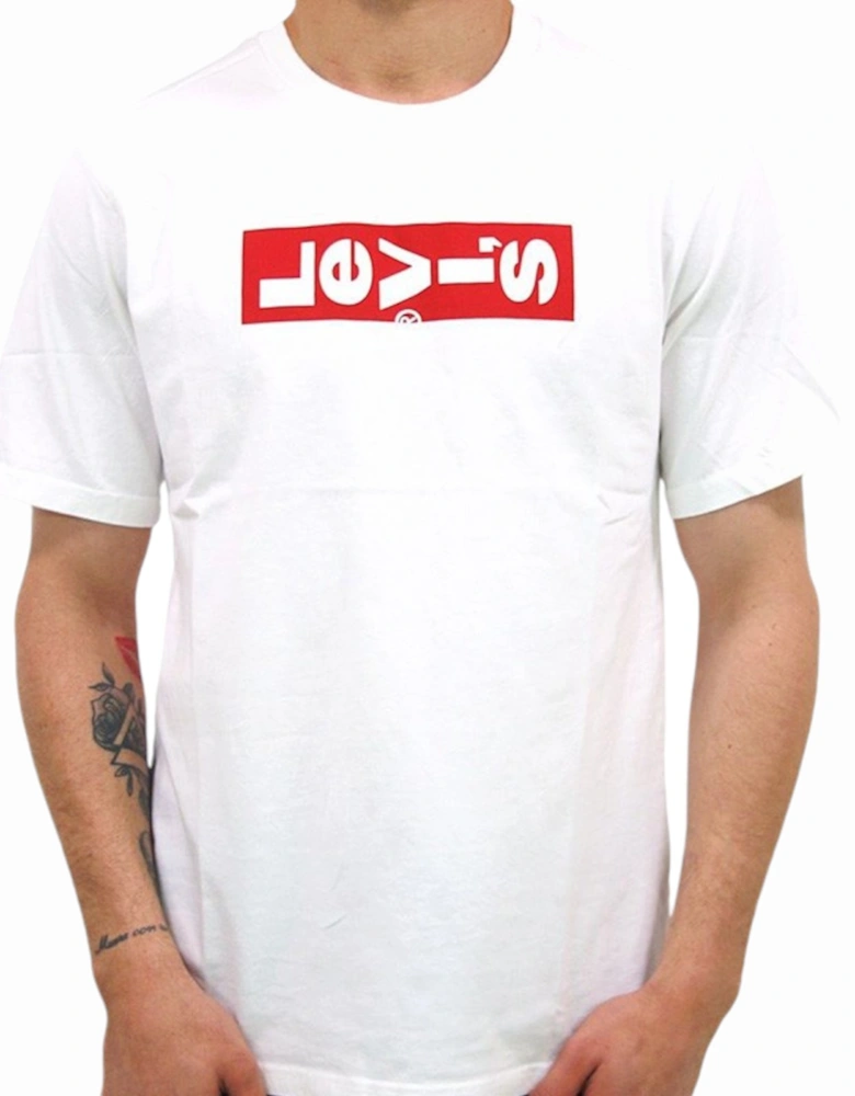 Men's T-Shirt Levis Brand Patch Logo Summer Cotton Tops White Levi Tee